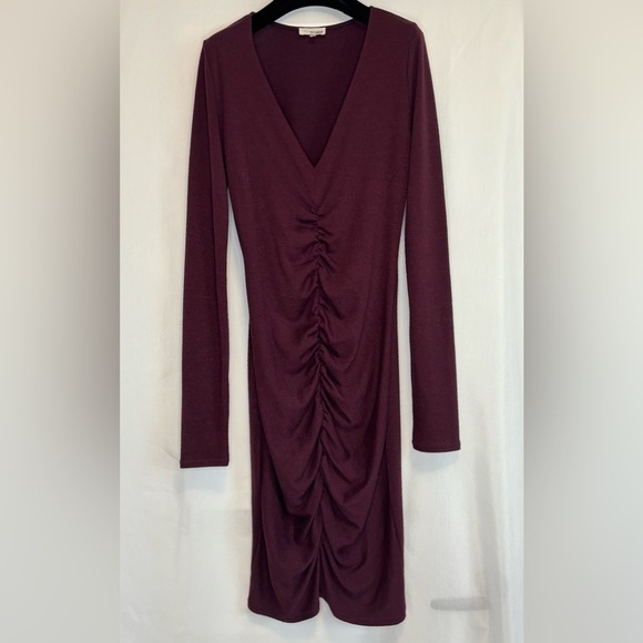 Wilfred Free Shaik Burgundy Long Sleeve Bodycon Dress, size M - Picture 2 of 5